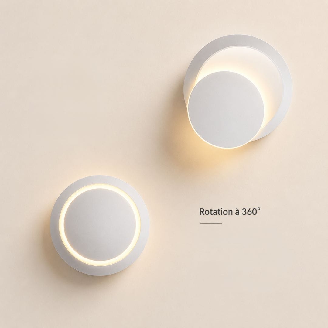 Applique murale ronde métal, LED orientable 350° | Liseuse chambre couloir, Design moderne intérieur