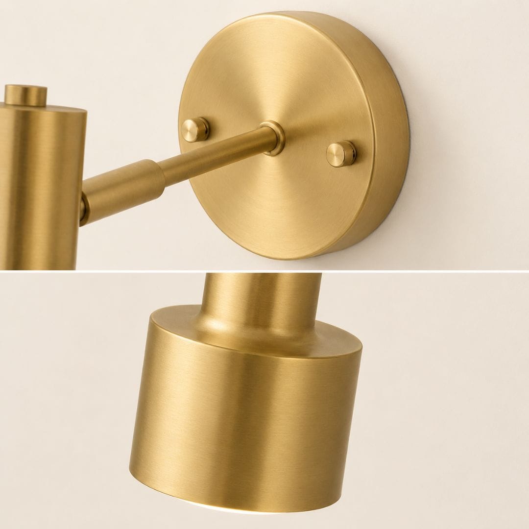 Applique murale laiton brossé, Spot doré orientable | Liseuse chambre, tête de lit, salon intérieur