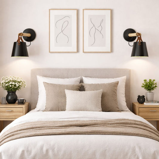 Applique murale bois naturel Scandinave — Câblage apparent