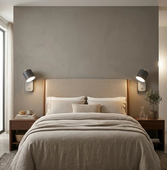 Applique murale spot métal | LED rotatif avec interrupteur | Liseuse chambre tête de lit intérieur nordique