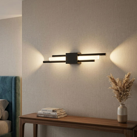 Applique murale style laiton moderne — Tubes parallèles LED