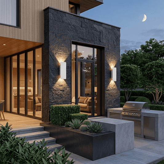 Applique murale Extérieur intérieur aluminium rectangle IP65, Double éclairage | LED étanche, Jardin façade balcon