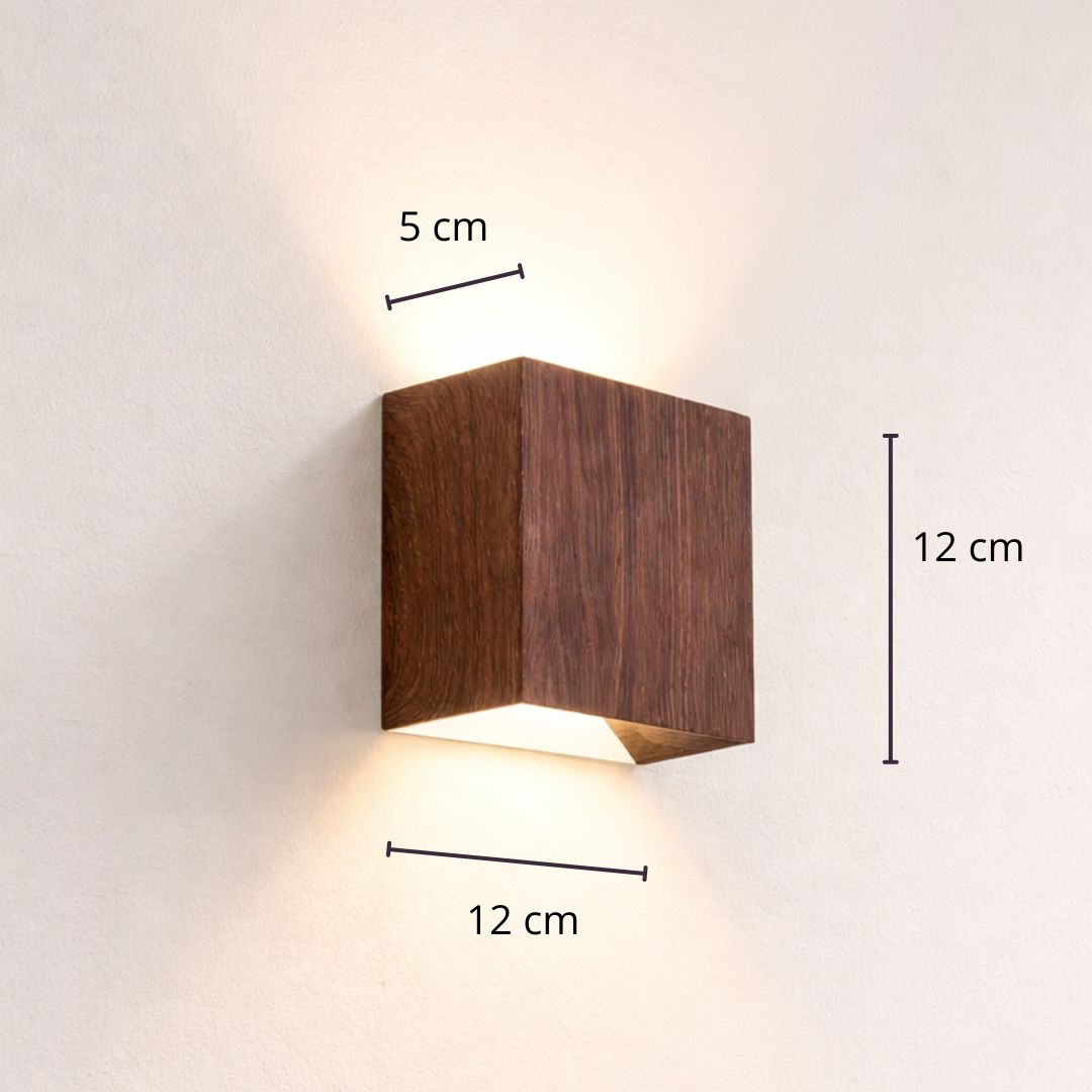 Applique murale bois noyer — Double faisceau haut-bas LED