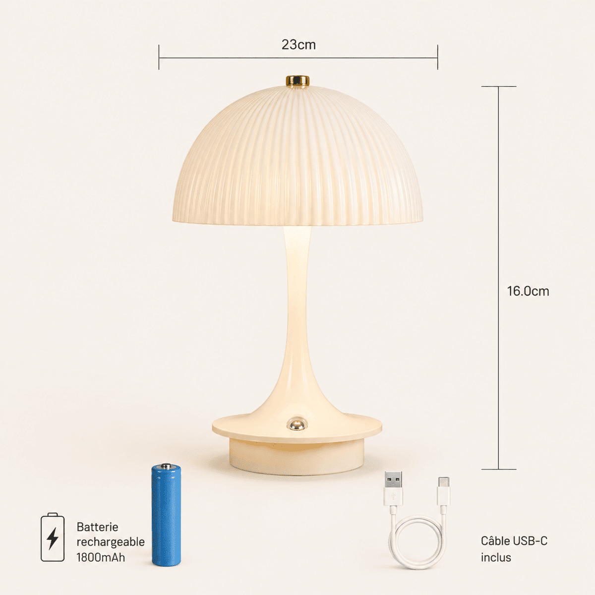 Lampe de Chevet Champignon | Design Moderne & Tactile Sans Fil