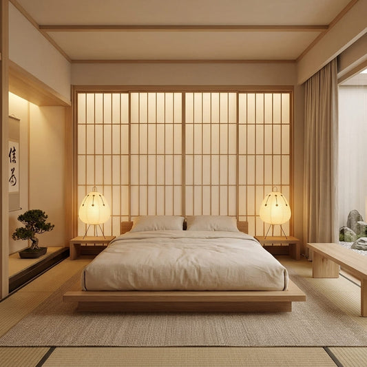 Lampe de Chevet en Papier de Riz | Lanterne Japonaise Sculpturale, Design Organique
