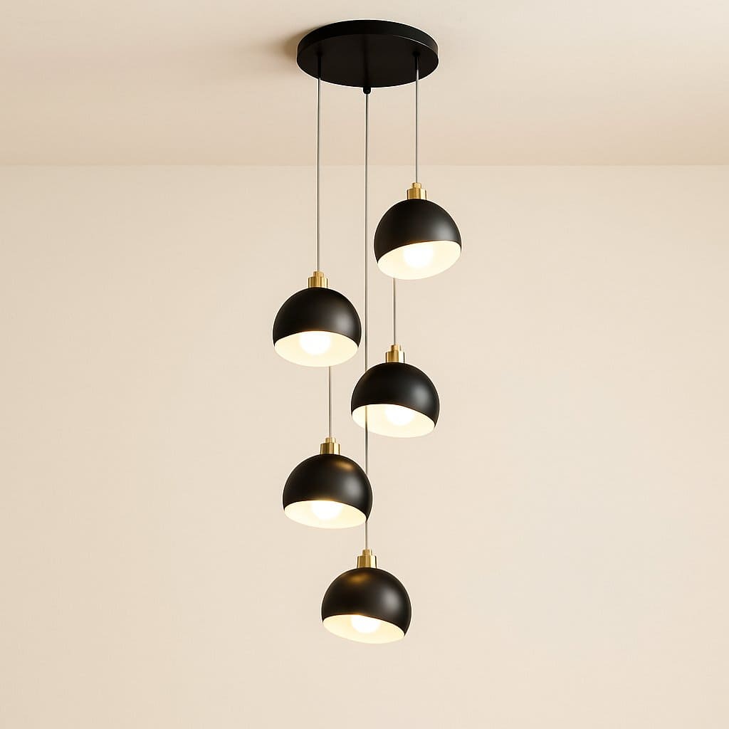 Suspension 3 lampes verre cristal et métal, Double globe laiton moderne | Chambre salon salle à manger