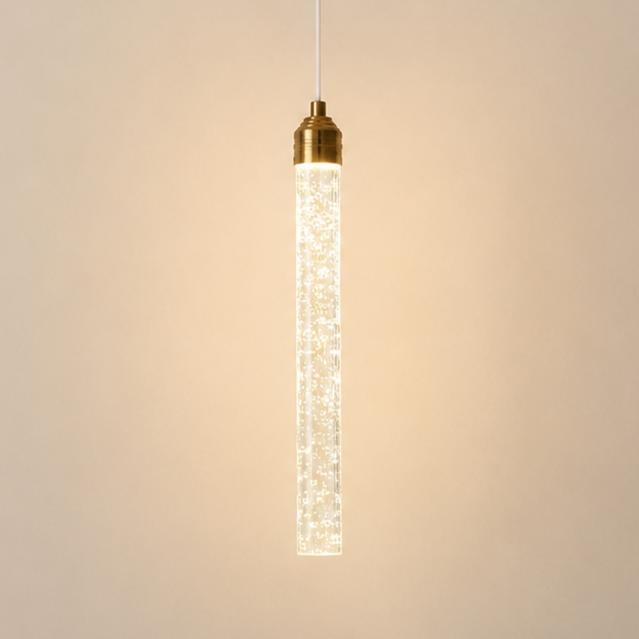 Suspension chambre cristal tube & Colonne bulles dorée moderne | Salon salle à manger Intérieur