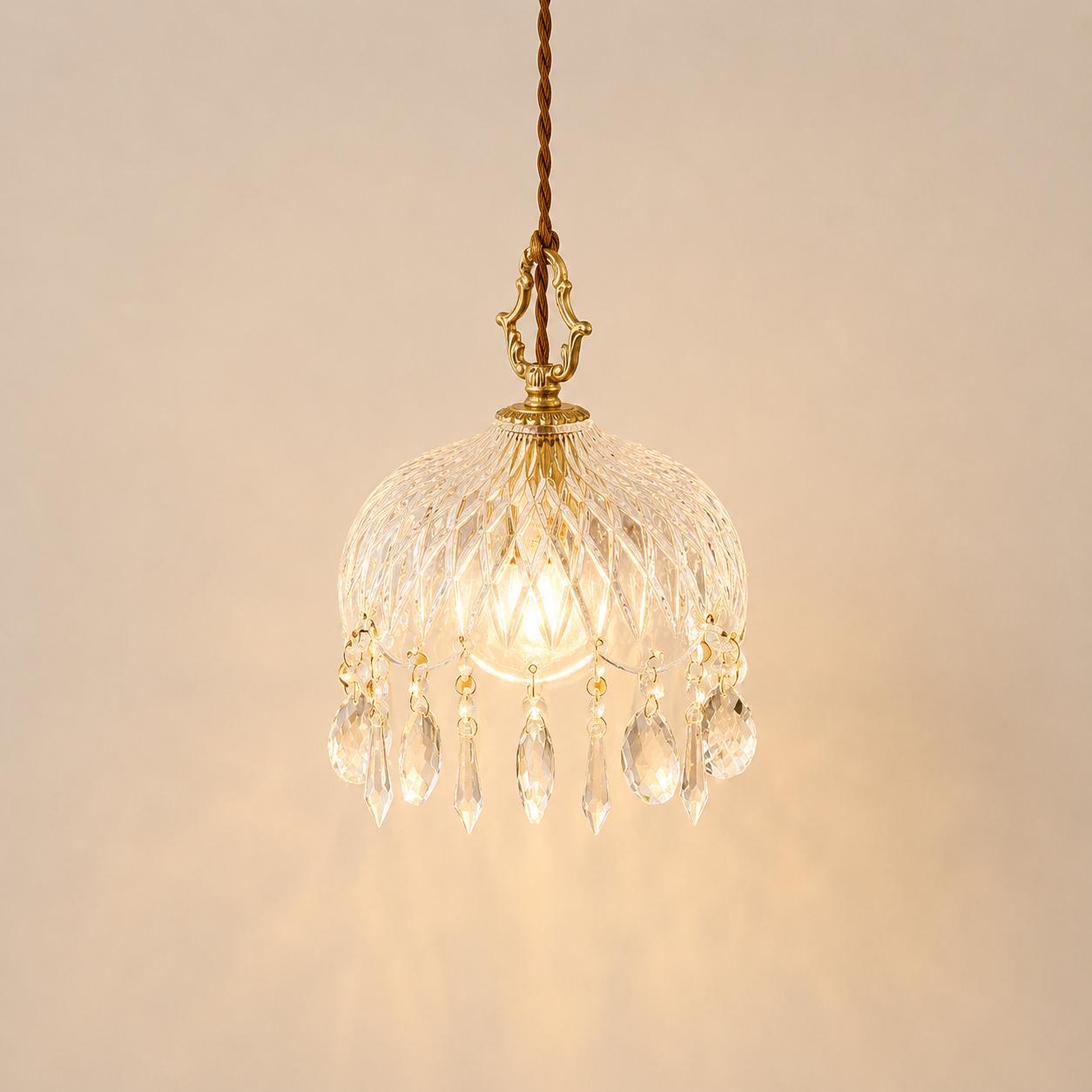 Suspension salon laiton & cristal pendeloques, style français baroque | Chambre, hôtel, restaurant, Intérieur