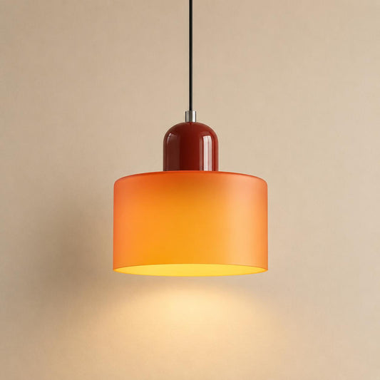 Suspension verre cylindre bicolore, | Chambre salon bar restaurant, Dôme glossy minimaliste