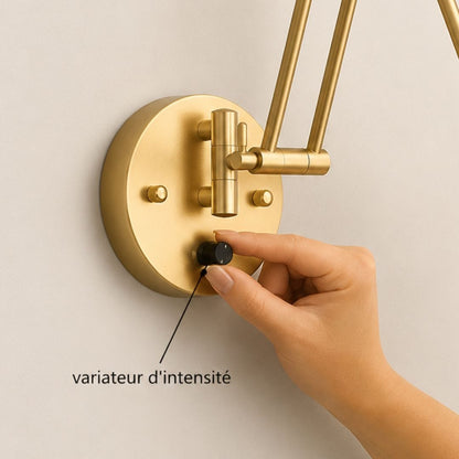 Applique murale chambre liseuse tête de lit, métal noir | Bras articulé rétractable, interrupteur ou dimmable