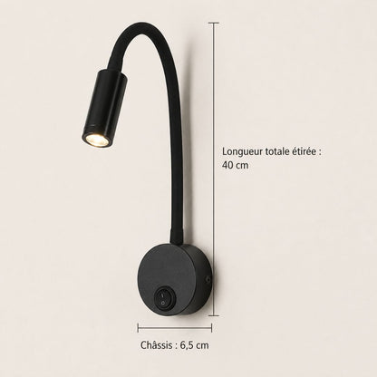 Applique murale LED orientable pour tête de lit, chambre, bureau | Liseuse col de cygne interrupteur intégré