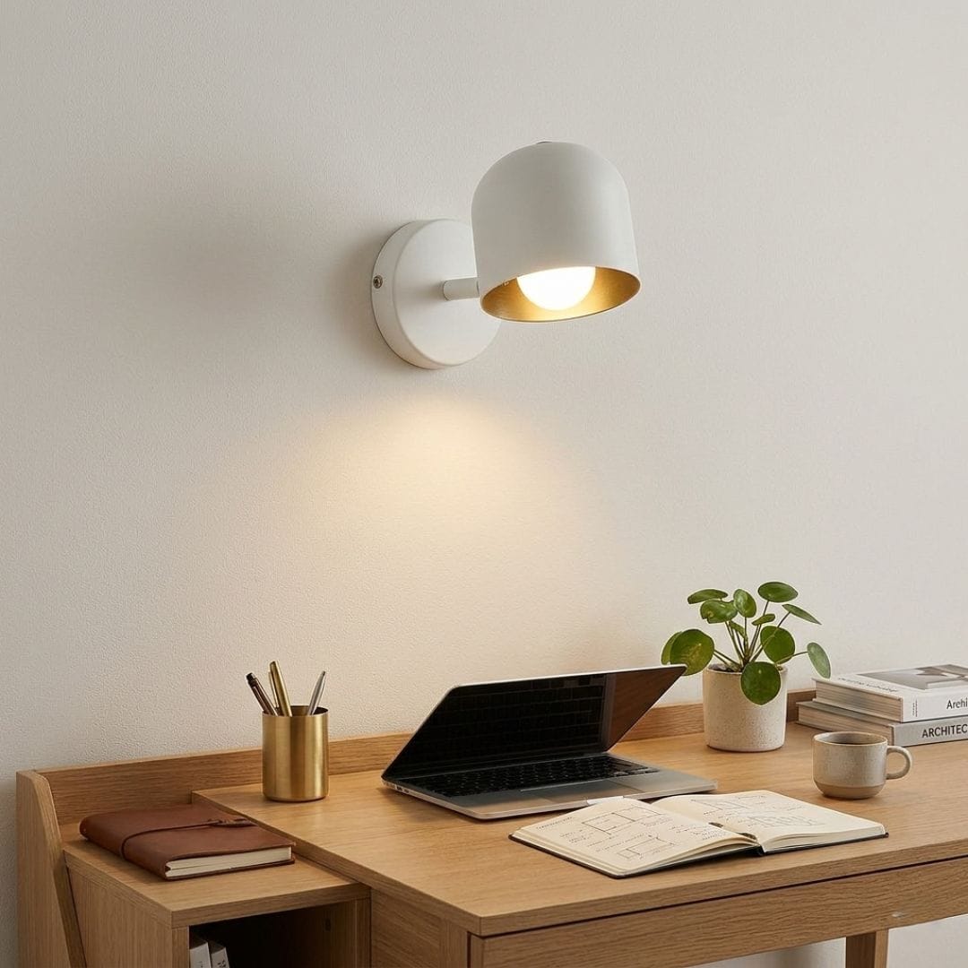Applique murale Design Scandinave, spot métallique, Abat-jour en cloche orientable | Chambre couloir intérieur