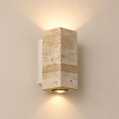Applique murale pierre naturelle LED | Design Wabi-Sabi, intérieur salon & chambre