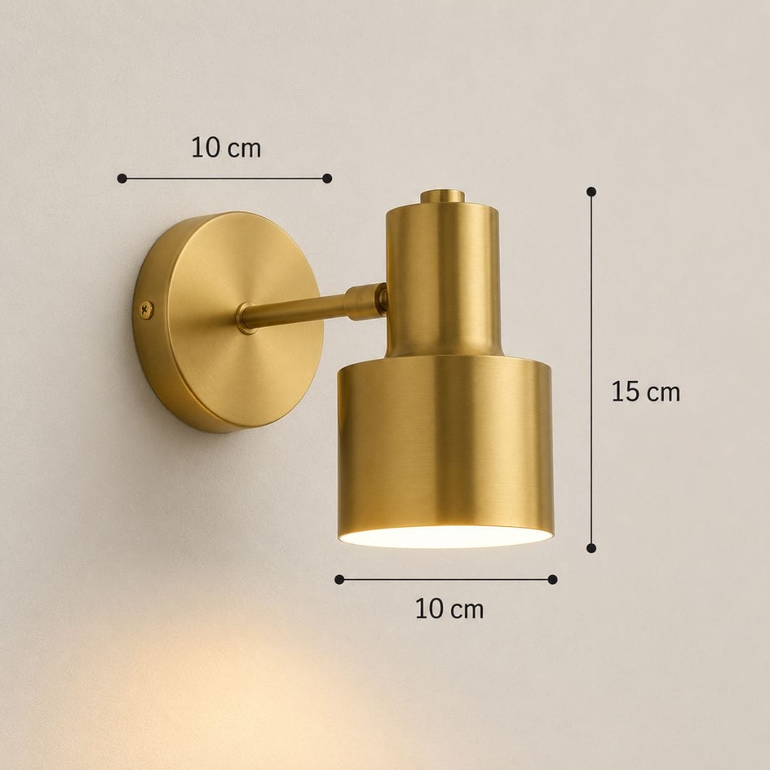Applique murale laiton brossé, Spot doré orientable | Liseuse chambre, tête de lit, salon intérieur