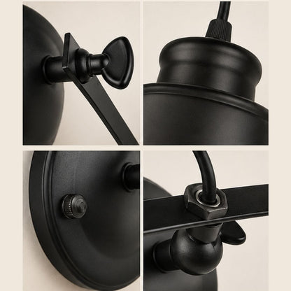 Applique murale noir métal cuivré, Style industriel, cylindre orientable | Chambre couloir intérieur