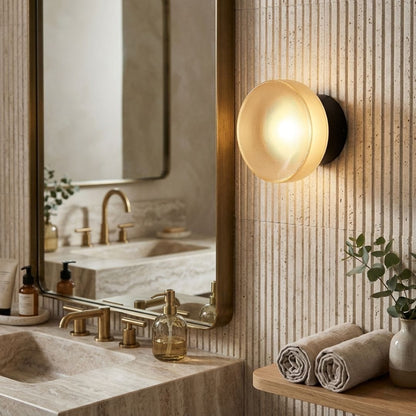Applique murale ronde verre côtelé, LED | Chambre salle de bain intérieur