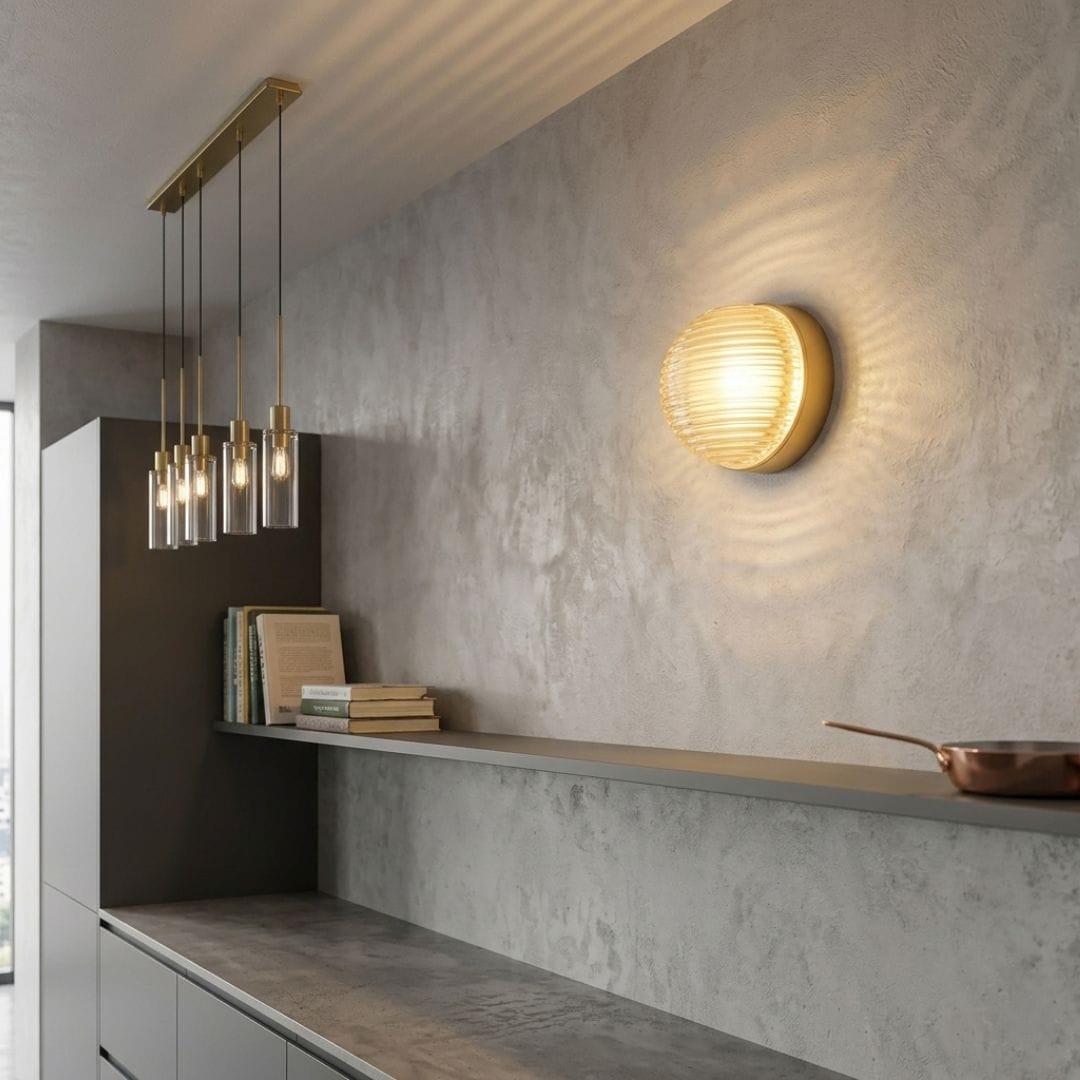 Applique murale ronde verre côtelé, LED | Chambre salle de bain intérieur