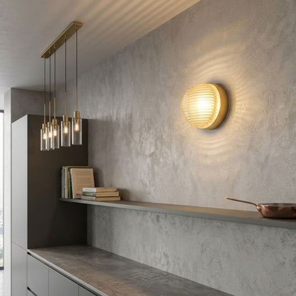 Applique murale ronde verre côtelé, LED | Chambre salle de bain intérieur