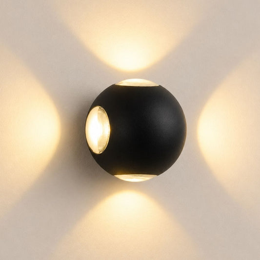 Applique murale étanche LED extérieur, terrasse & balcon | sphère 4 faisceaux lumineux, IP65