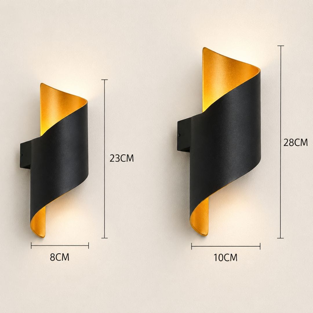 Applique murale extérieur & intérieur moderne, étanche | Spirale aluminium, double éclairage haut bas