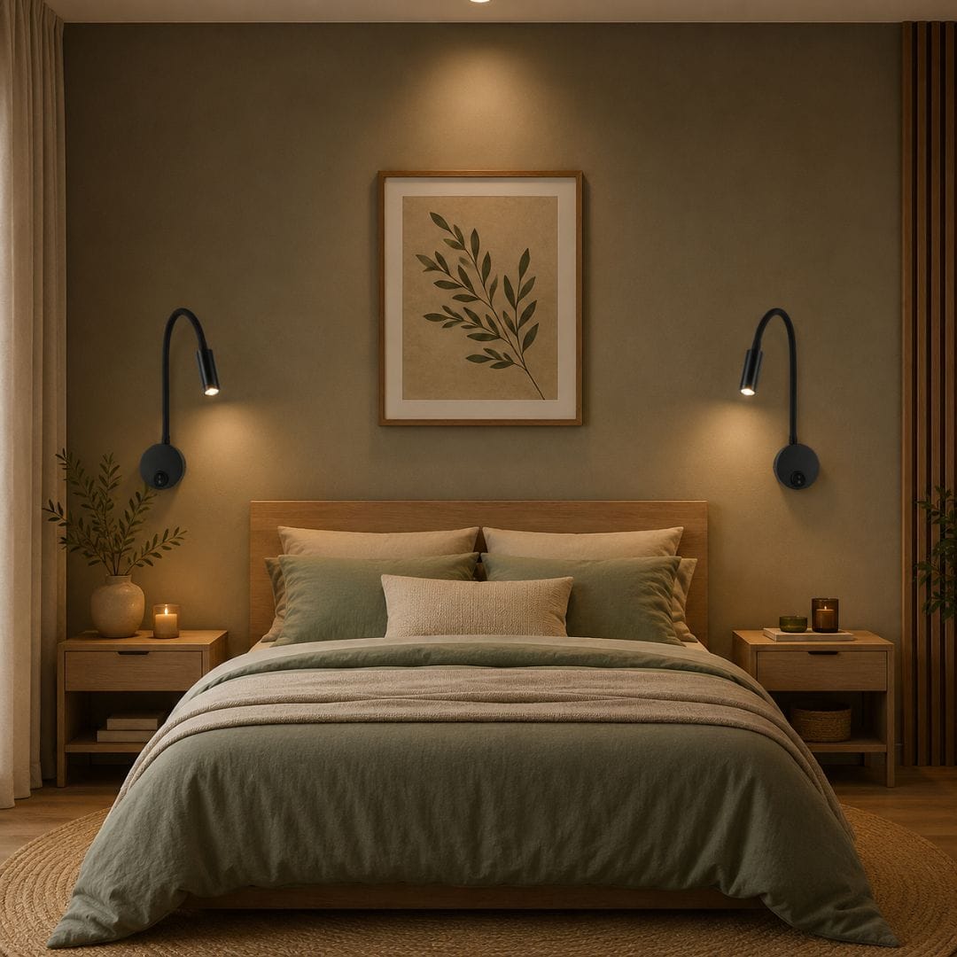 Applique murale LED orientable pour tête de lit, chambre, bureau | Liseuse col de cygne interrupteur intégré