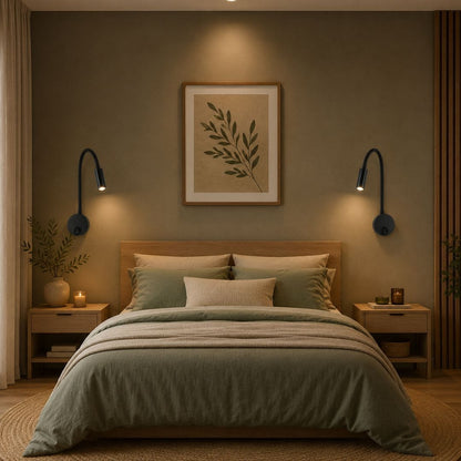 Applique murale LED orientable pour tête de lit, chambre, bureau | Liseuse col de cygne interrupteur intégré
