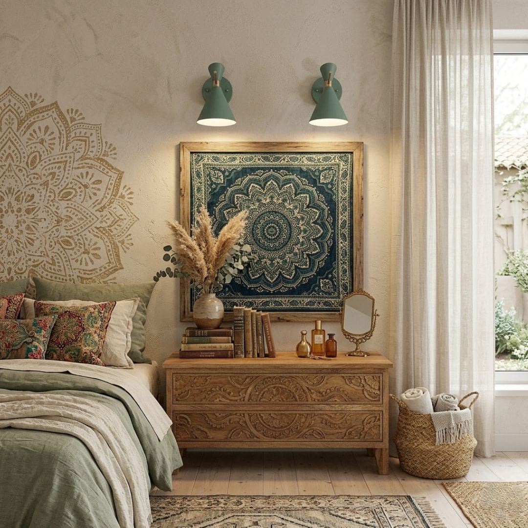 Applique murale métal, Abat-jour conique chambre salon | Bras laiton orientable style nordique