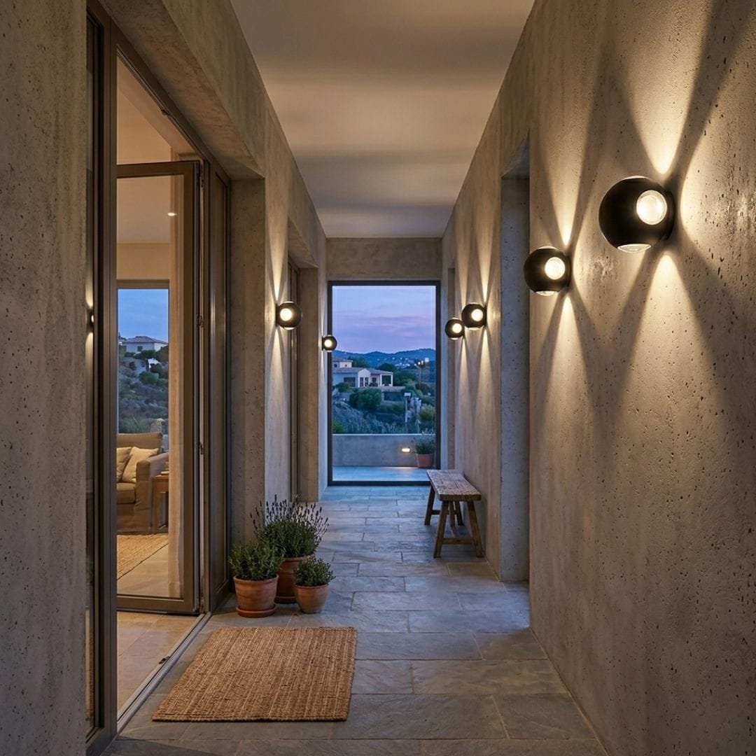 Applique murale étanche LED extérieur, terrasse & balcon | sphère 4 faisceaux lumineux, IP65