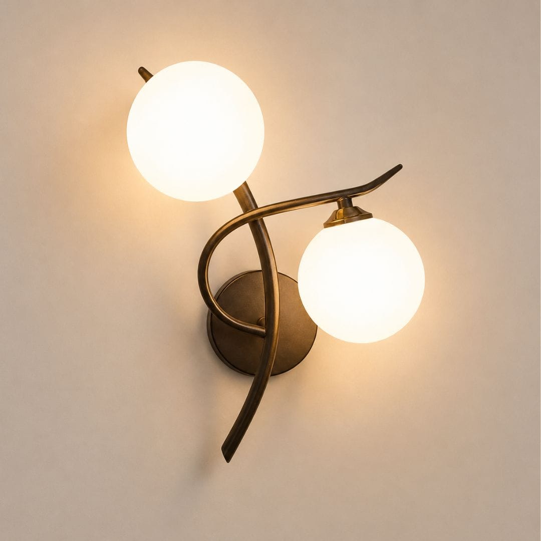 Applique murale boule de verre, intérieur moderne | Double globe LED