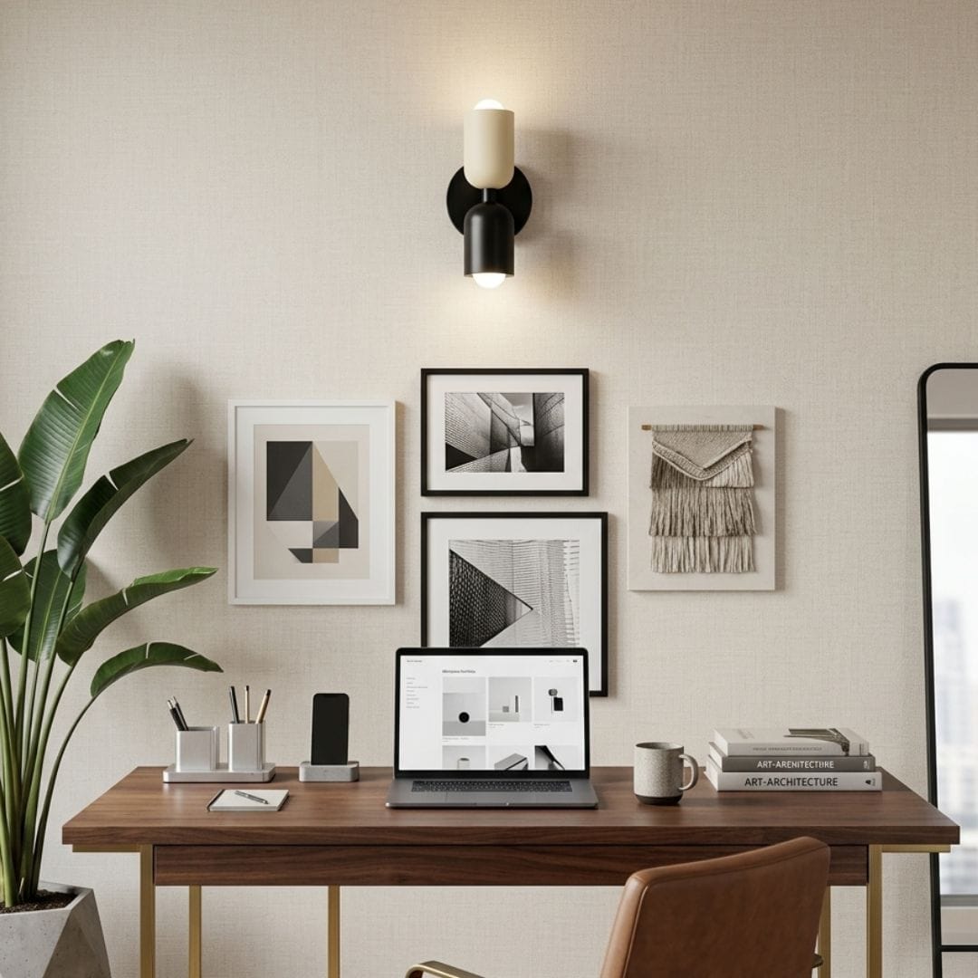 Applique murale double, chambre, bureau, intérieur style nordique | Métal laqué haut bas