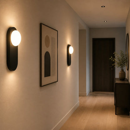 Applique murale d'intérieur ovale métal minimaliste, Globe verre | Design moderne