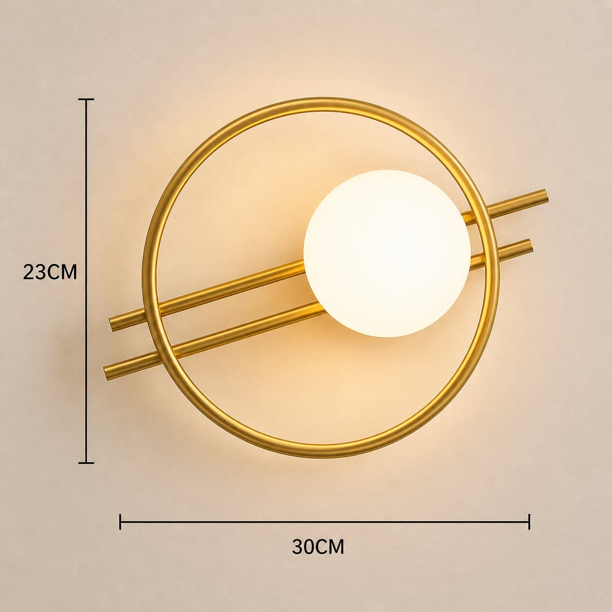 Applique murale cercle métal et Globe en verre dépoli | Intérieur moderne