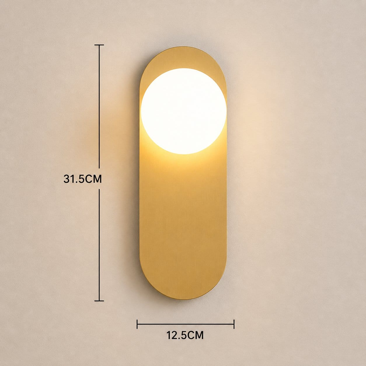 Applique murale d'intérieur ovale métal minimaliste, Globe verre | Design moderne