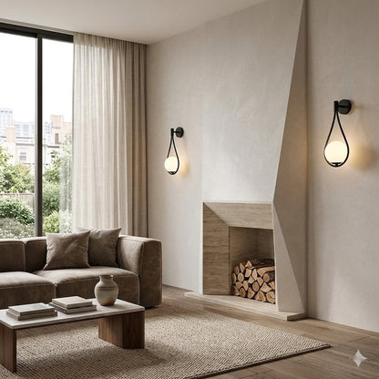 Applique murale intérieur salon ou chambre Moderne minimaliste | Globe verre, Anneau suspendu métallique
