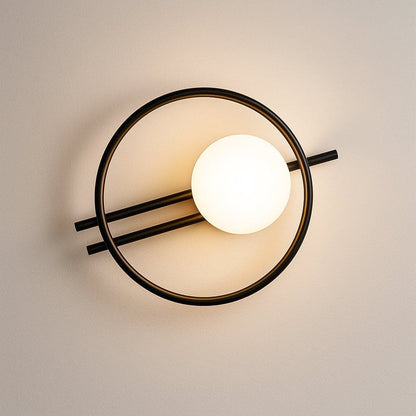 Applique murale cercle métal et Globe en verre dépoli | Intérieur moderne