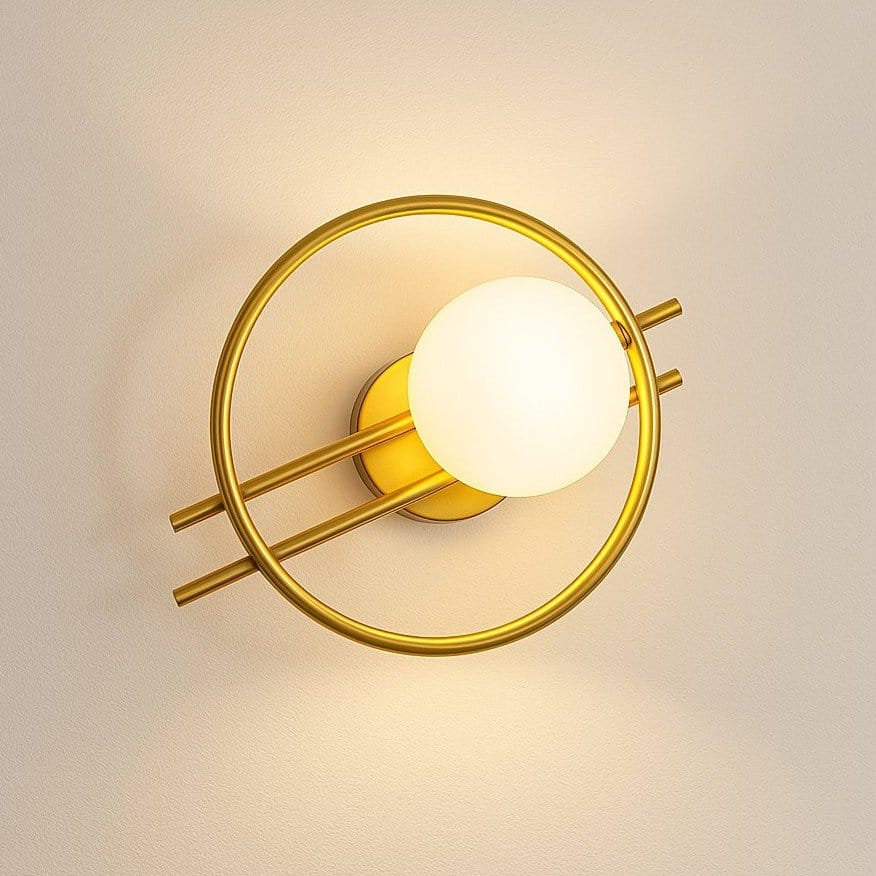 Applique murale cercle métal et Globe en verre dépoli | Intérieur moderne