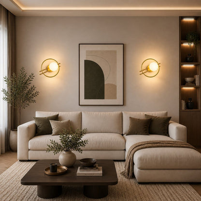 Applique murale cercle métal et Globe en verre dépoli | Intérieur moderne