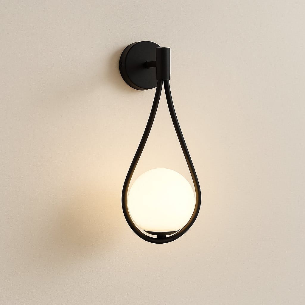 Applique murale intérieur salon ou chambre Moderne minimaliste | Globe verre, Anneau suspendu métallique