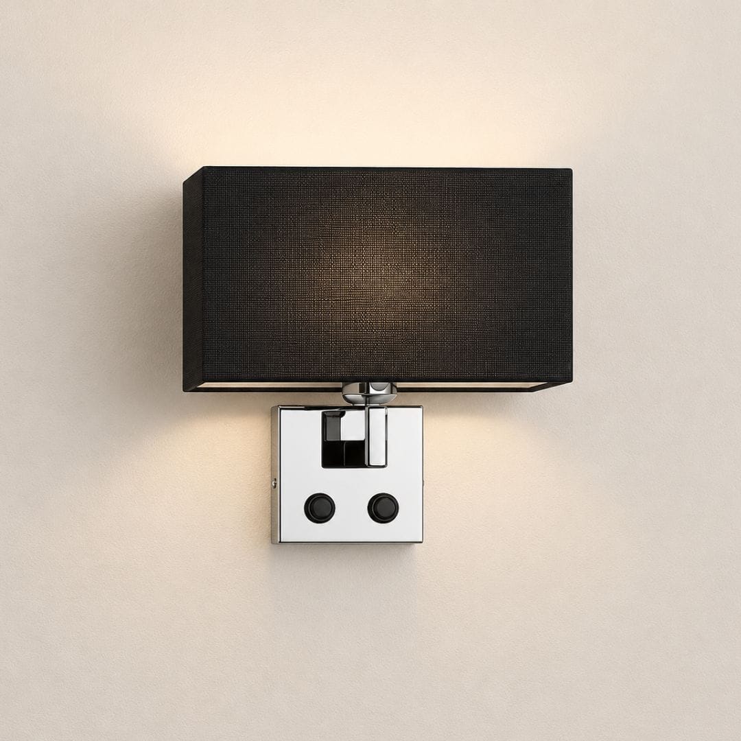Applique murale LED intégrée avec interrupteur, Chambre tête de lit style hôtel | Liseuse à abat-jour tissu