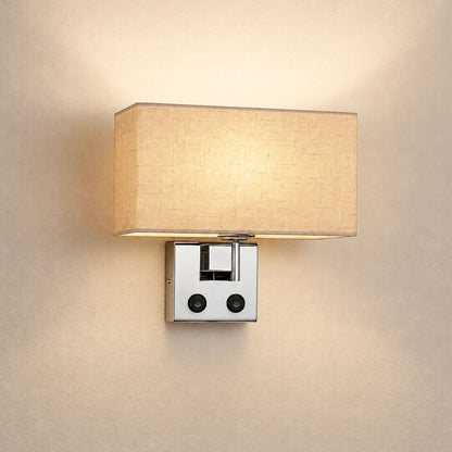 Applique murale LED intégrée avec interrupteur, Chambre tête de lit style hôtel | Liseuse à abat-jour tissu