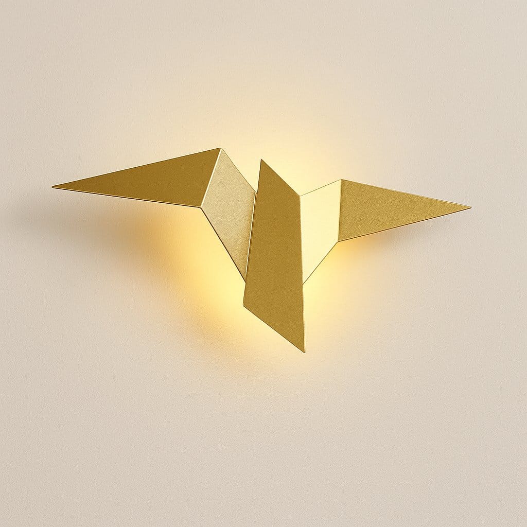 Applique murale LED oiseau origami métal, éclairage indirect | Chambre escalier intérieur design nordique