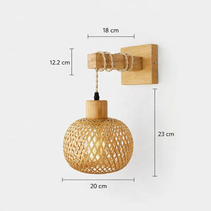 Applique murale bambou & bois, intérieur | Design japonais rétro