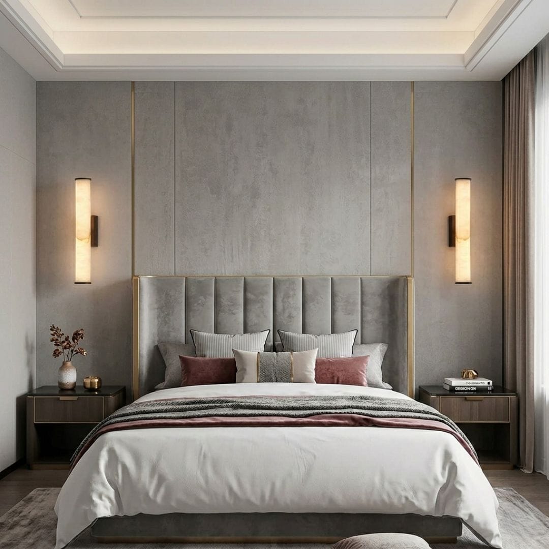 Applique murale barre verticale marbre artificiel métal | Chambre salon escalier intérieur luxe moderne