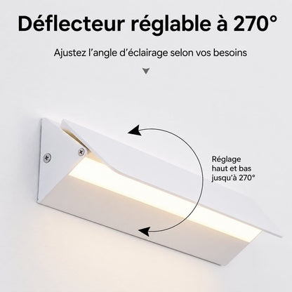 Applique murale blanche aluminium moderne, Abat-jour plat orientable LED lumière neutre | Chambre miroir tête de lit intérieur