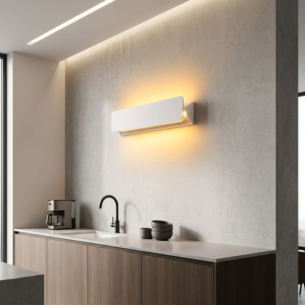Applique murale blanche aluminium moderne, Abat-jour plat orientable LED lumière neutre | Chambre miroir tête de lit intérieur