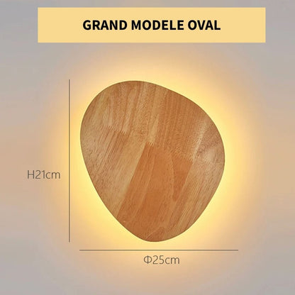 Applique murale ronde bois, chambre, couloir | LED