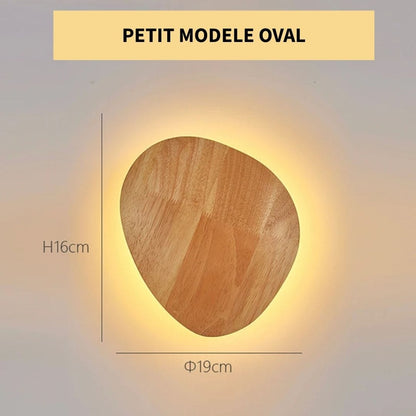 Applique murale ronde bois, chambre, couloir | LED