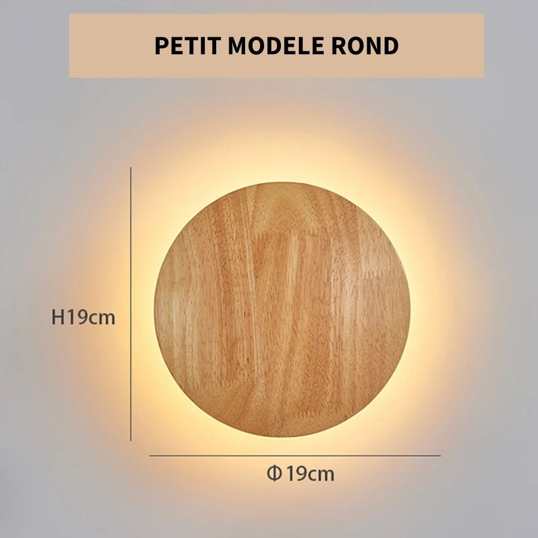 Applique murale ronde bois, chambre, couloir | LED