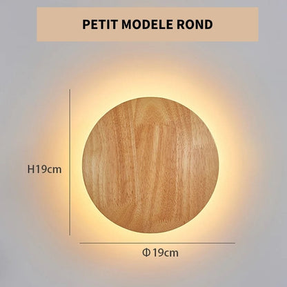 Applique murale ronde bois, chambre, couloir | LED
