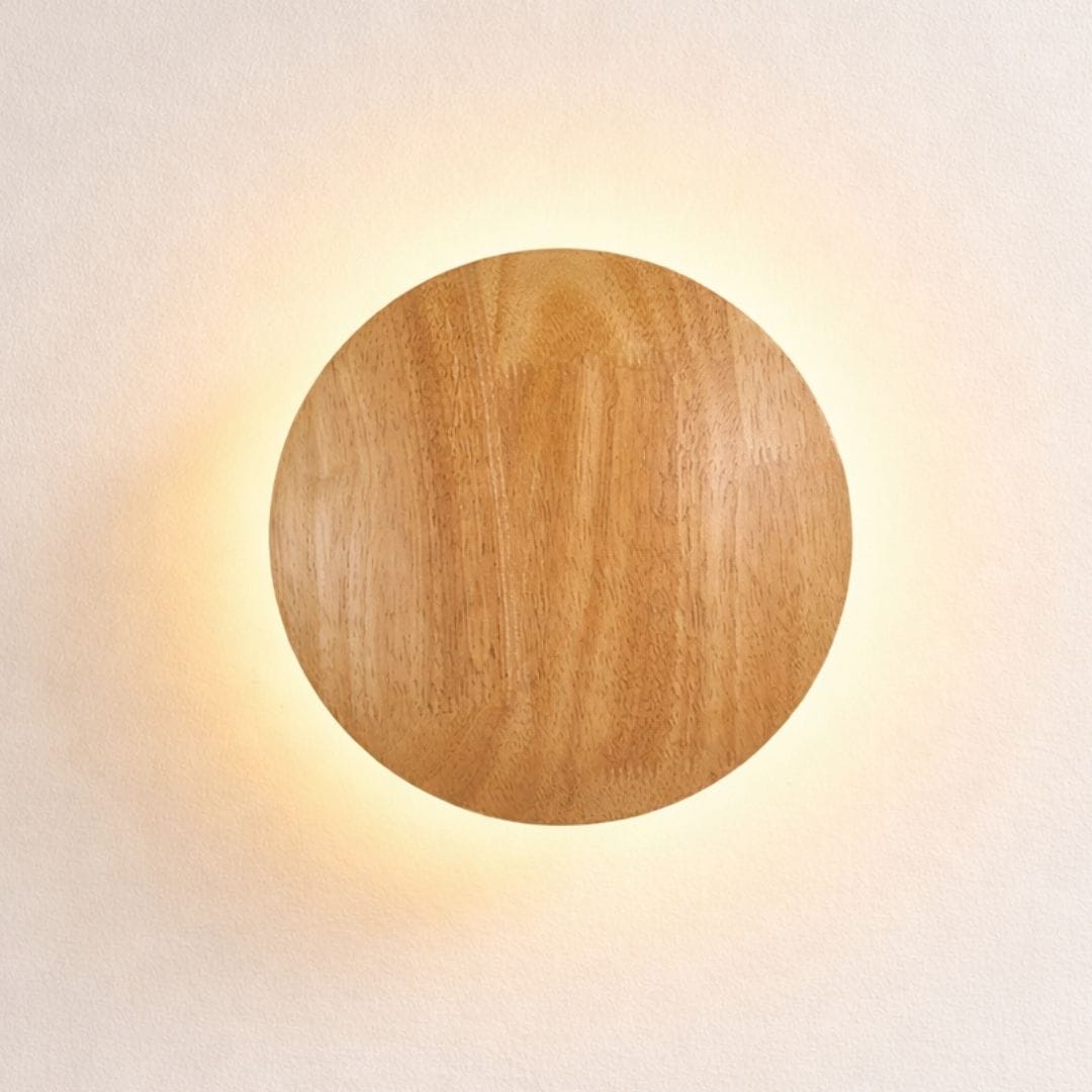 Applique murale bois avec Abat-jour circulaire LED